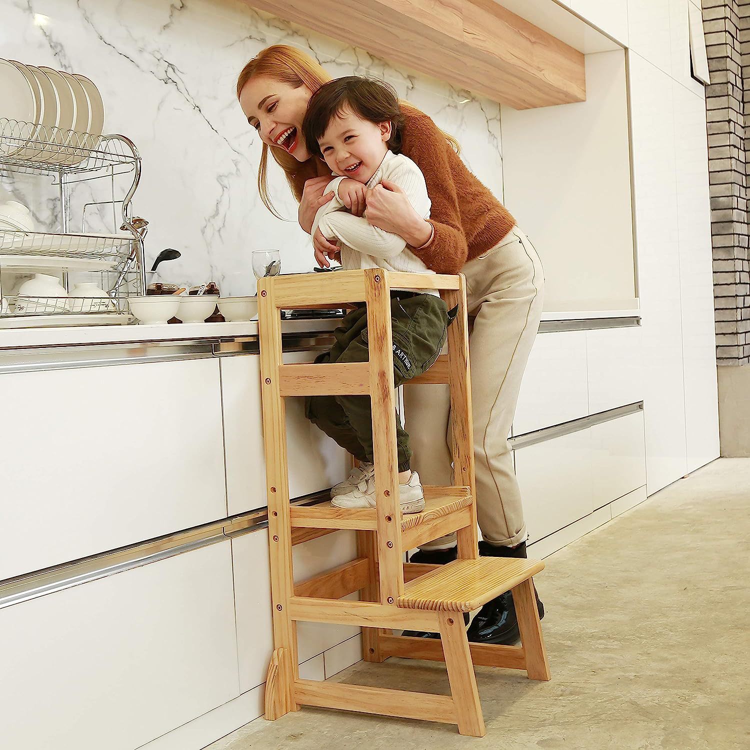 Adjustable Height Ladder Stool - Toddler Learning Tower 评论和价格