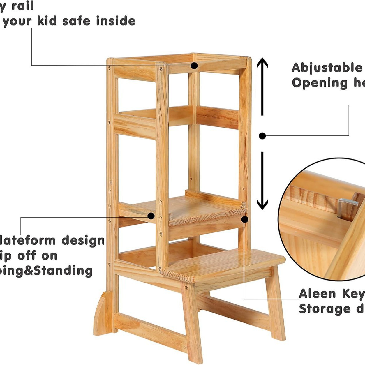 Adjustable Height Ladder Stool - Toddler Learning Tower 评论和价格
