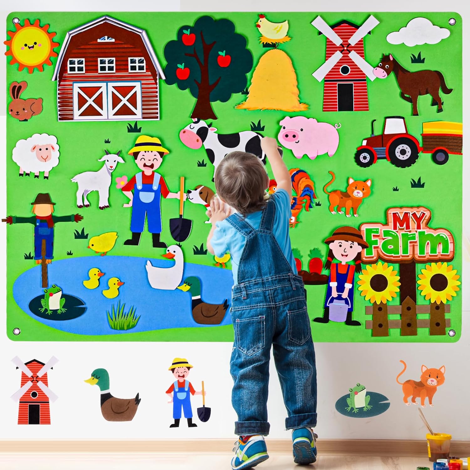 Farm Animals Felt Story Busy B - Toddler Learning Tower 评论和价格