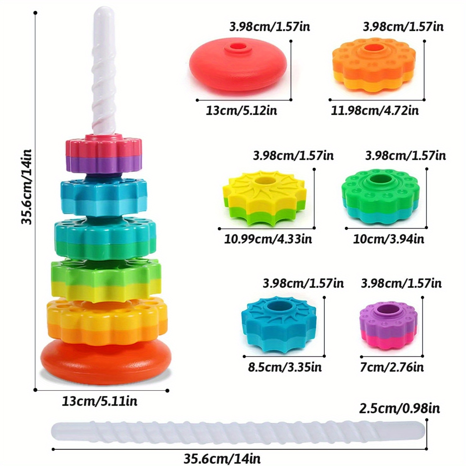 Rotating Rainbow Tower Stack & - Toddler Learning Tower 评论和价格